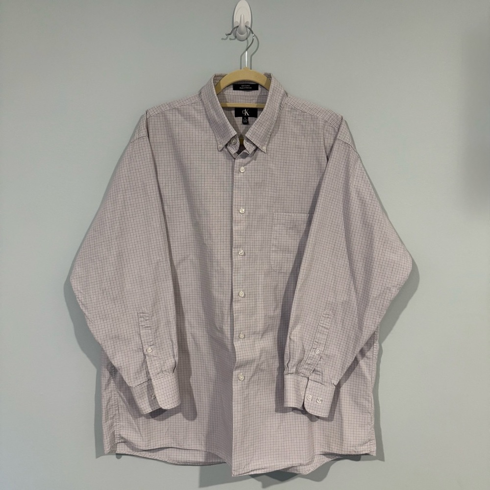 Calvin Klein Gray Checkered Button Down Shirt